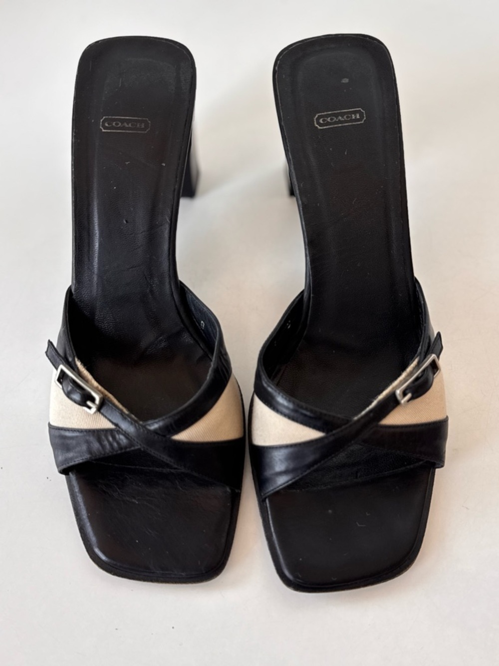vintage 90s y2k coach slip on buckle slip on mule heel sandals shoes size 7 - Picture 6 of 15